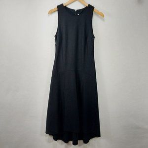 Banana Republic Black Dress Size 4 Small 100% Wool Sleeveless Fit Flare High Low